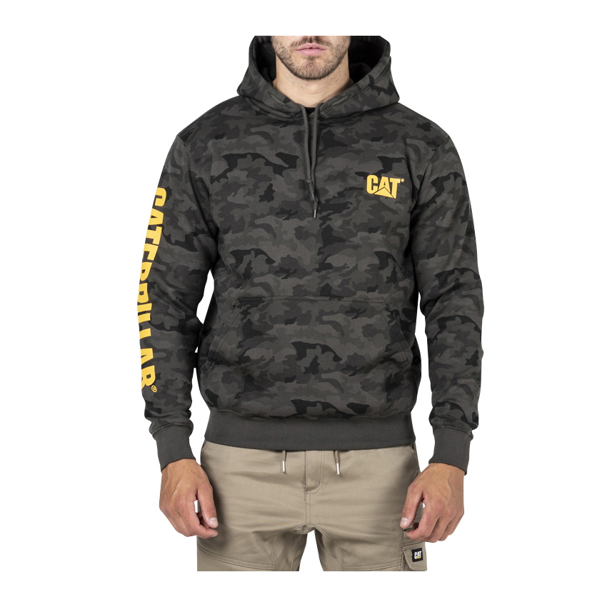 Caterpillar Clothing South Africa - Cat Men's Trademark Banner Hooded Sweat Hoodies Camo ZU9201864